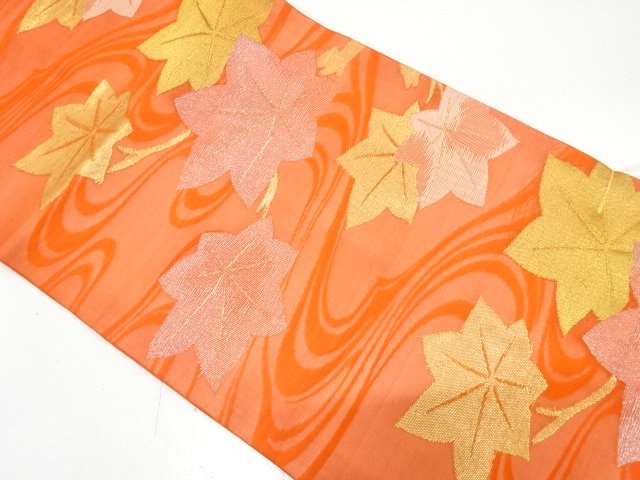 未使用品　紗　竜田川模様織り出し　名古屋帯